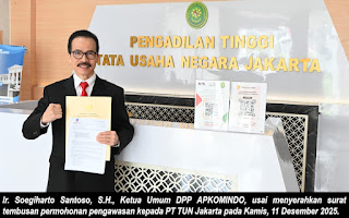 Soegiharto Santoso Minta Pengawasan Khusus MA, KY, dan Bawas Atas Banding di PT TUN Jakarta, Waswas Akan Pola Rekayasa Hukum Berulang