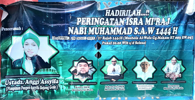Warga RW. 05 Kelurahan Cilendek Barat  Menggelar Peringatan Isra Mi’raj 1444 H