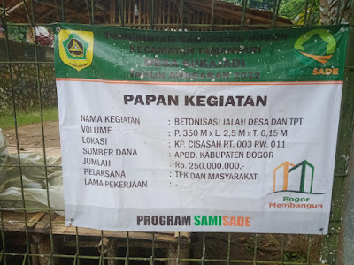 Bantuan Samisade D Esa Sukajadi Tamansari Digunakan Untuk Membangun Jalan Desa Menggunakan Betonisasi