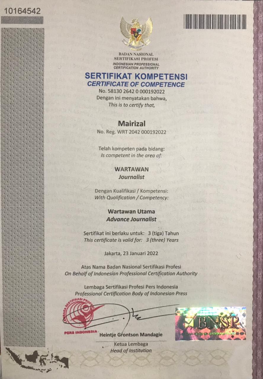 BNSP dan LSP Pers Indonesia Resmi Terbitkan Sertifikat Kompetensi Wartawan