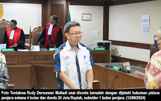 Terdakwa Rudy Dermawan Muliadi Divonis Pidana Penjara 4 Bulan