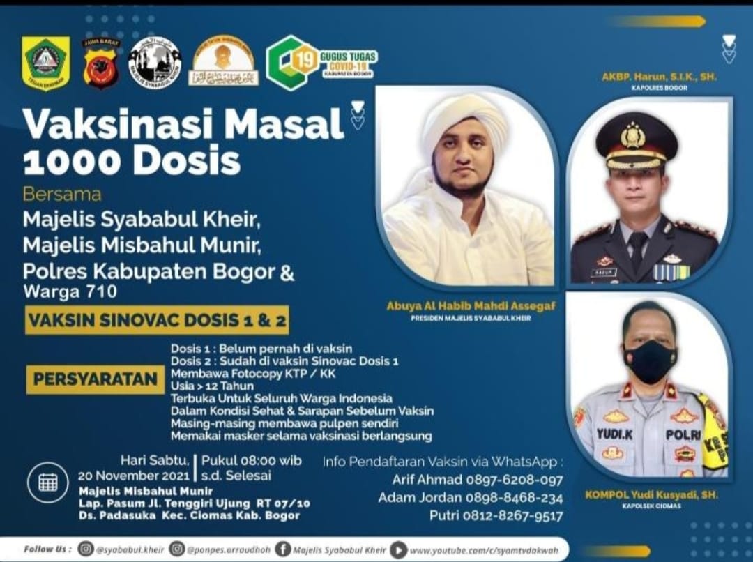 Polsek Ciomas Gelar Vaksinasi Covid 19 di Kelurahan Padasuka