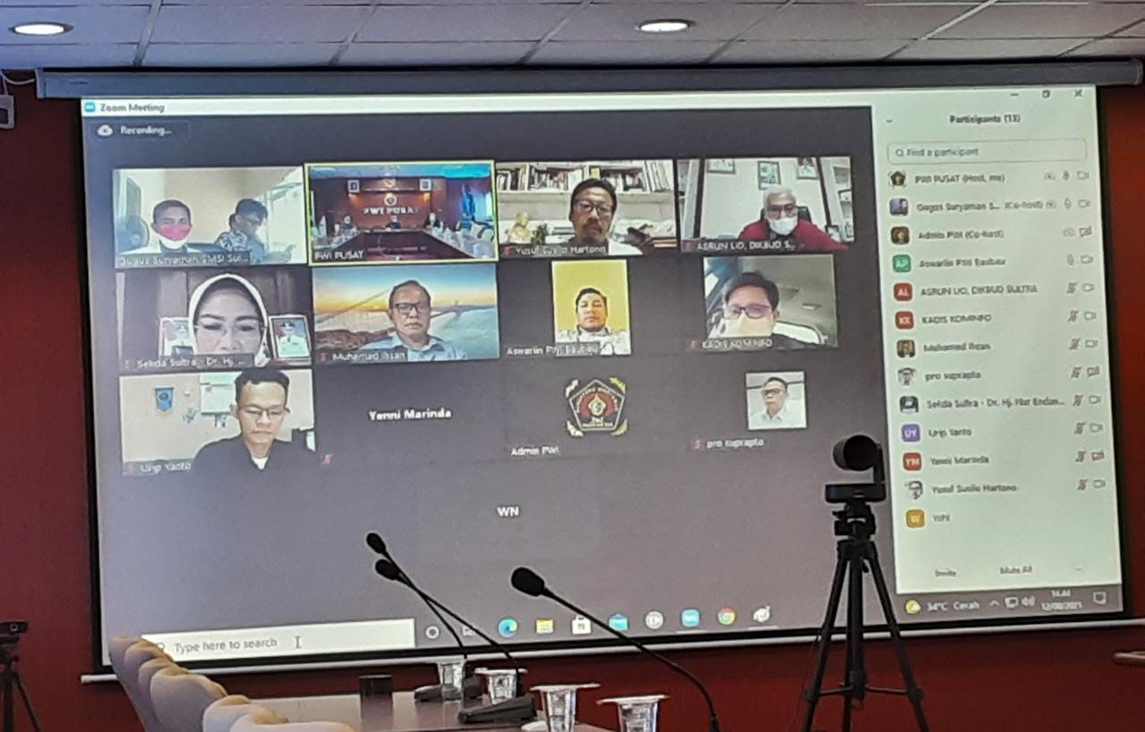 Rapat Virtual PWI Pusat dan Pemprov Sultra Pastikan Kendari sebagai Tuan Rumah Hari Pers Nasional 2022