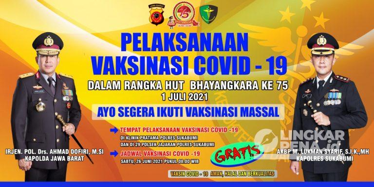 HUT Bhayangkara Ke- 75, Polres Sukabumi Bakal Gelar Vaksinasi Massal