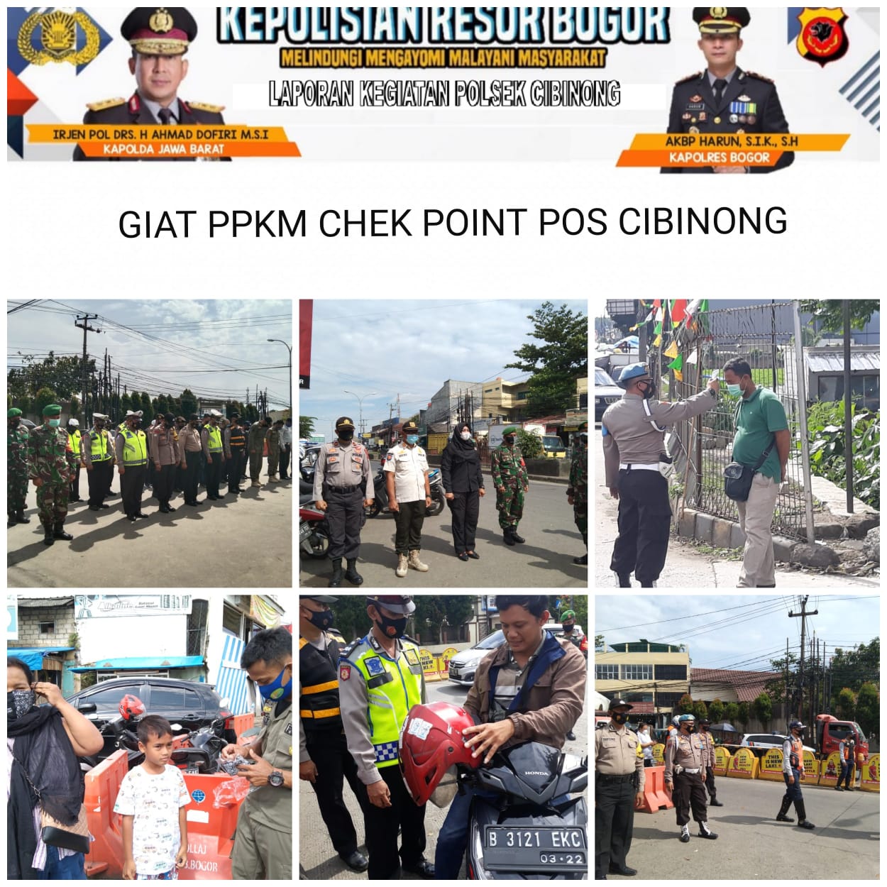 Polsek Cibinong Bersama Satgas Covid 19 Kab. Bogor Gelar Ops Yustisi dimasa PPKM