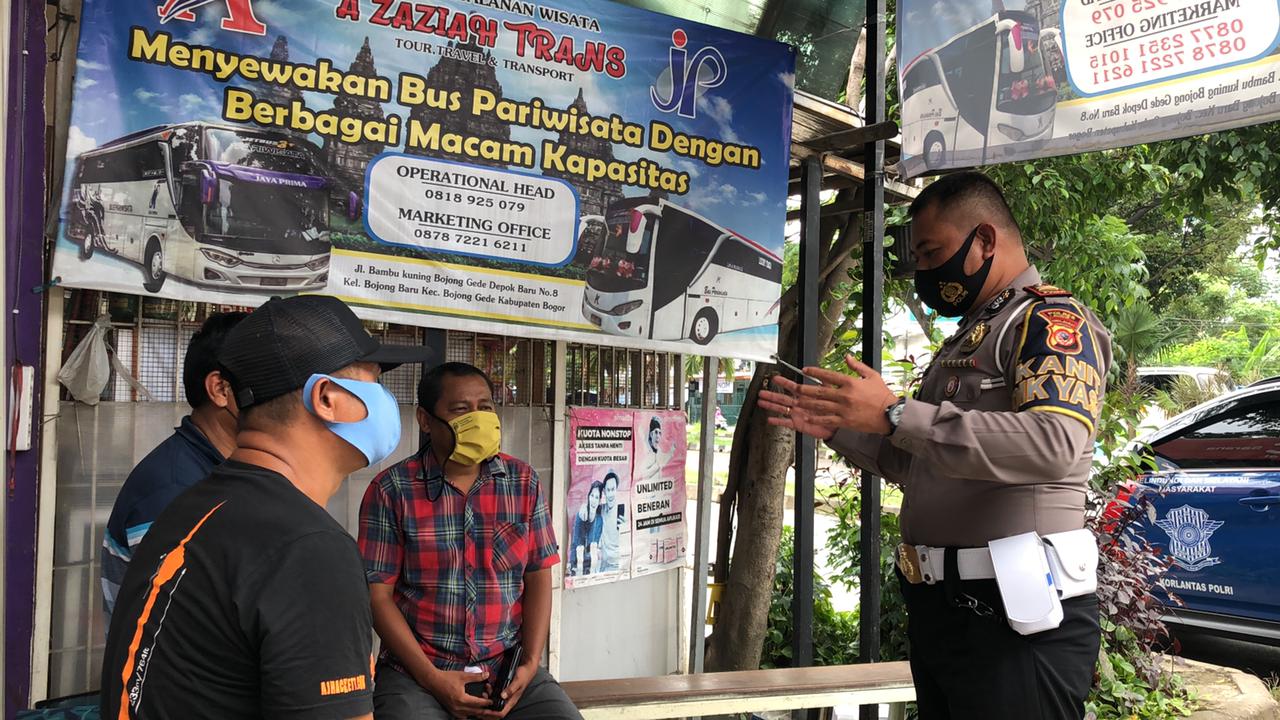 Sat Lantas Polres Bogor Lakukan Sosialisasi PPKM